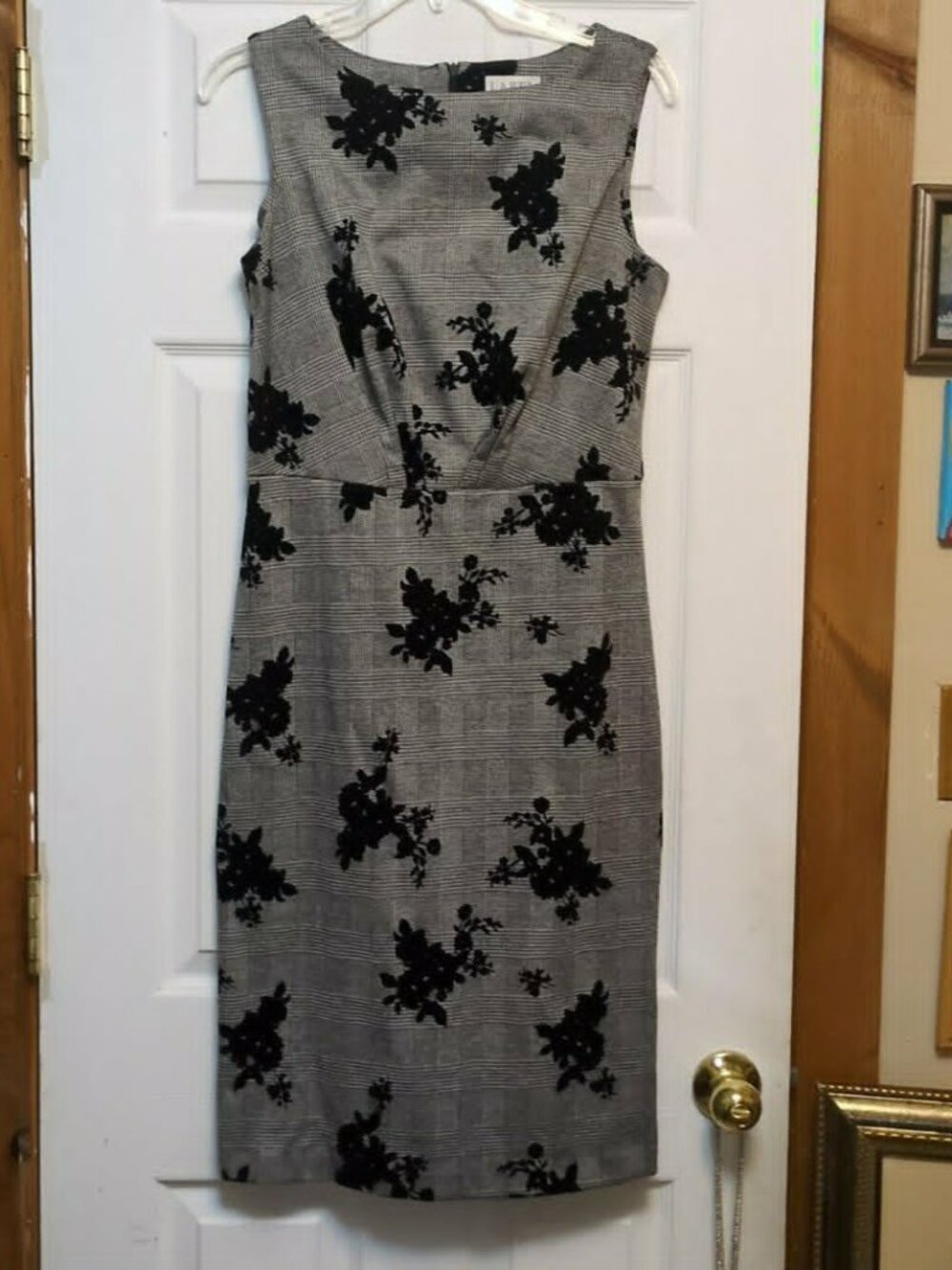 Label by 5 Twelve Plaid Pencil Dress Sz Med Velvet Burnout Flocking Sleeveless